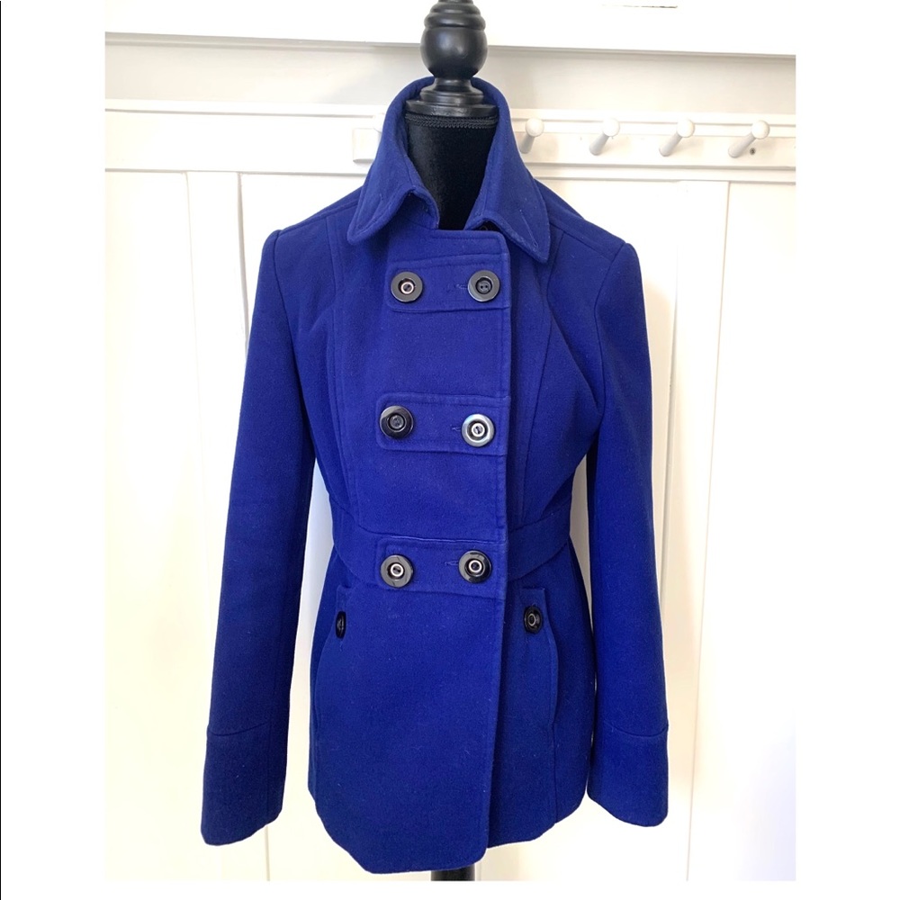 Stunning bright blue pea coat